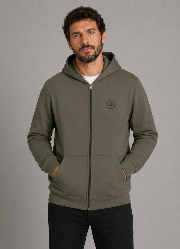 Jaqueta Masculina Moletom com Capuz Verde