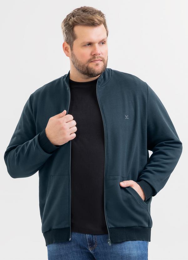 Jaqueta Plus Size em Moletom Cinza Médio