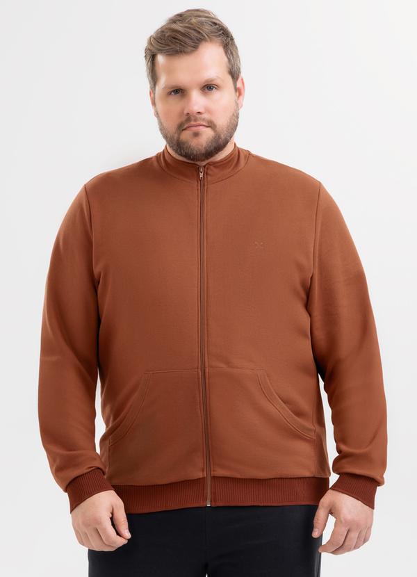 Jaqueta Plus Size em Moletom Marrom