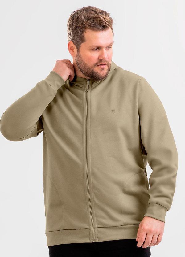 Jaqueta Plus Size em Moletom Peluciado Marrom Cl