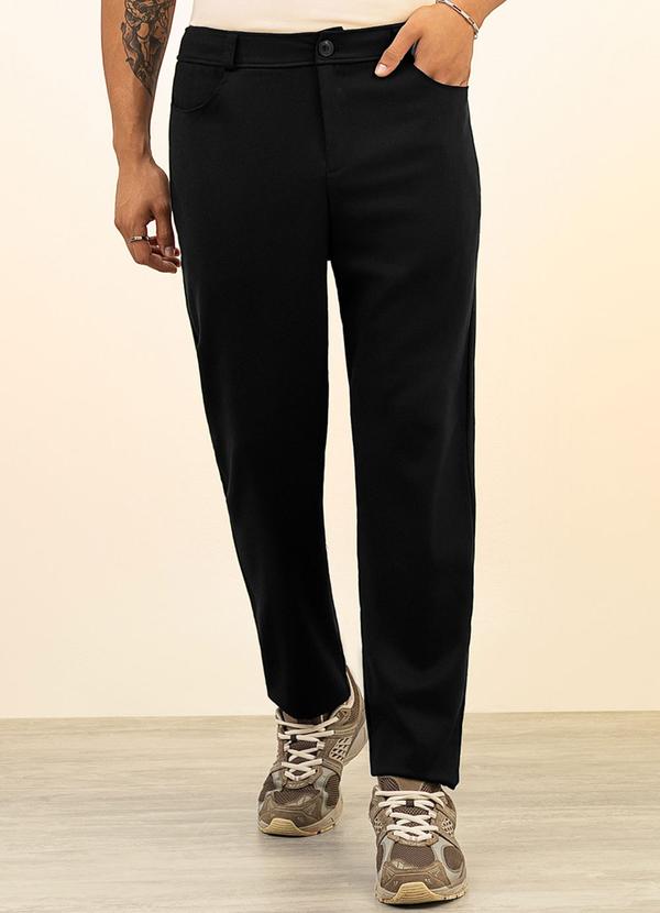 Calça em Tecido com Linho e Elastano Preto