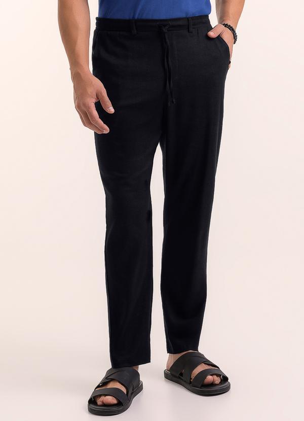 Calça em Tecido com Linho Preto