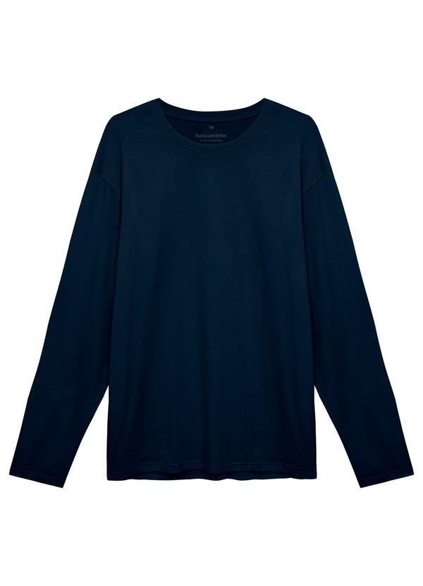 Camiseta Básica Manga Longa Azul Marinho