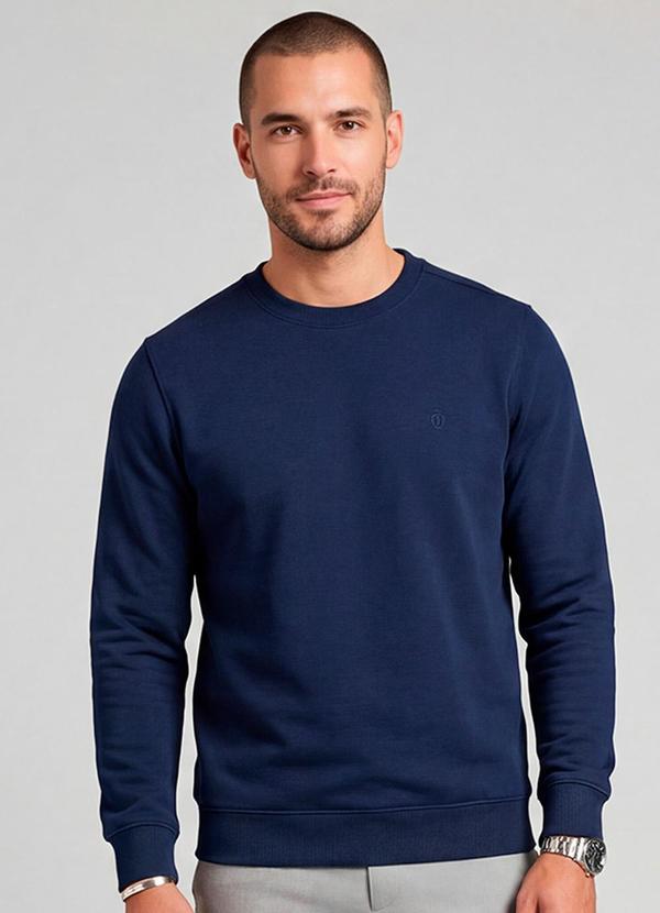 Blusão Masculino Moletom 3 Cabos Felpado Azul