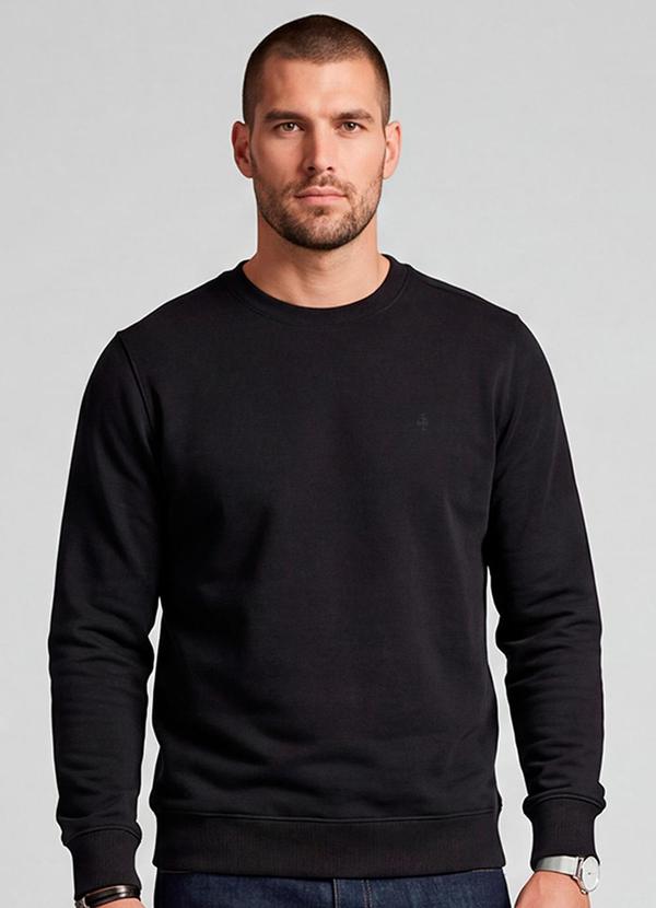 Blusão Masculino Moletom 3 Cabos Felpado Preto