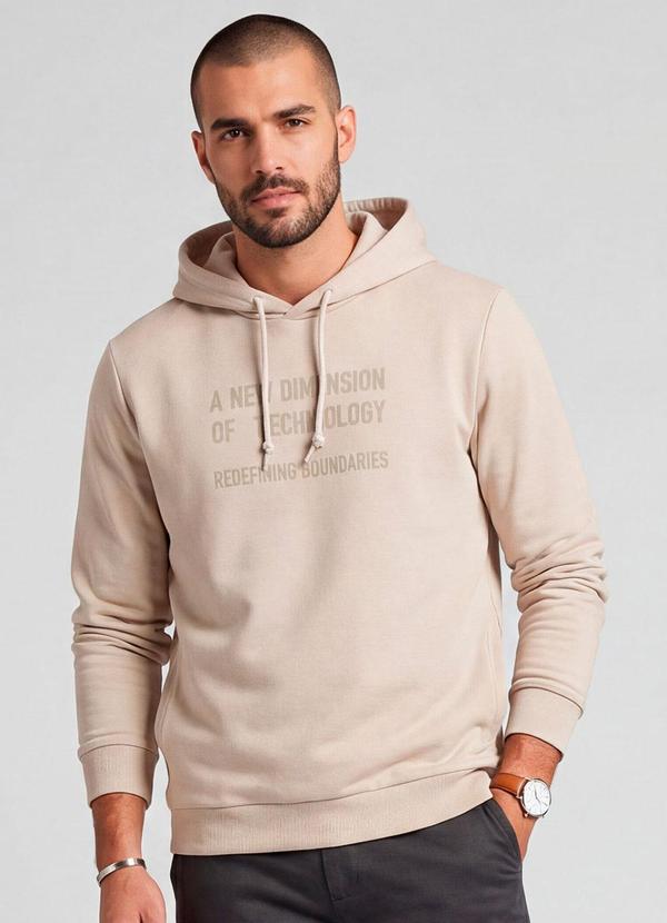 Blusão Masculino Moletom com Capuz Bege