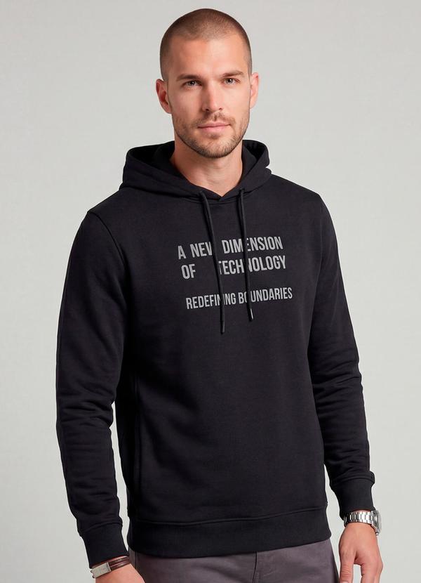 Blusão Masculino Moletom com Capuz Preto