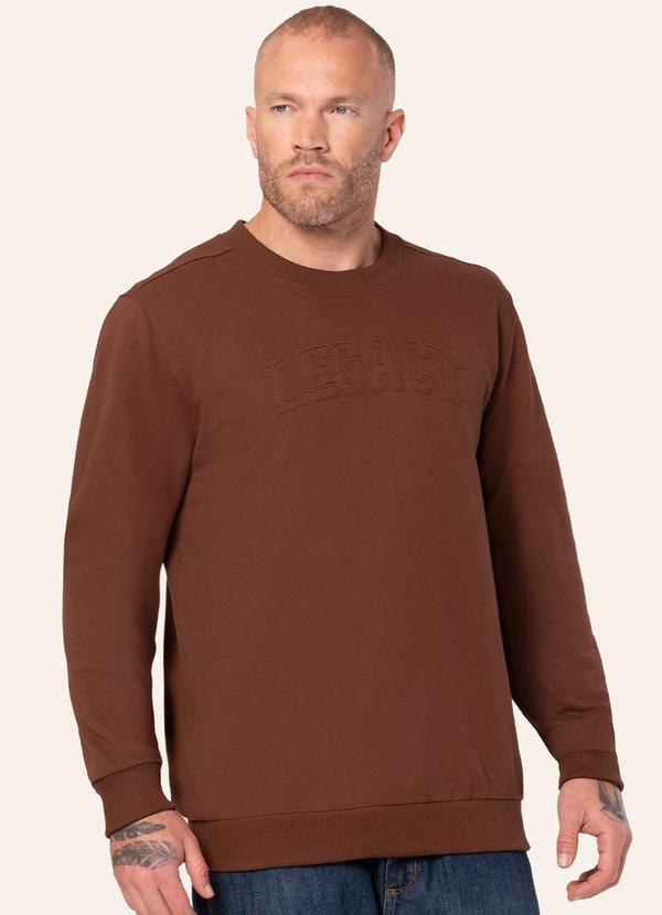 Blusão Masculino Moletom Felpado Bordado Marrom