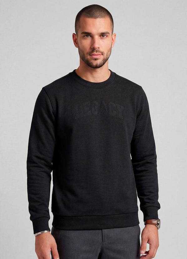Blusão Masculino Moletom Felpado Bordado Preto