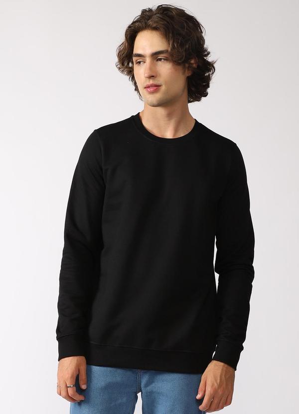Vista 2 Blusão Moletom Flanelado Masculino Preto Basicamente Basicamente