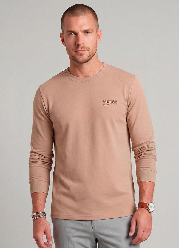Camiseta Manga Longa Meia Malha Marrom