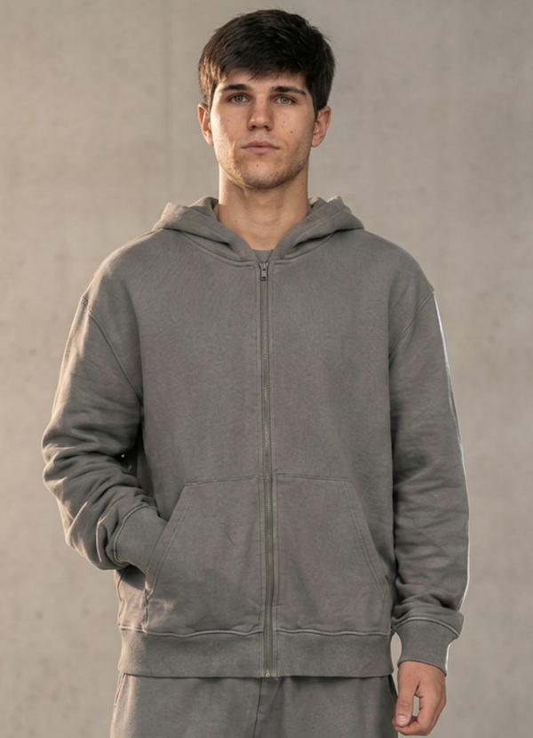 Casaco Masculino de Moletom com Capuz Cinza