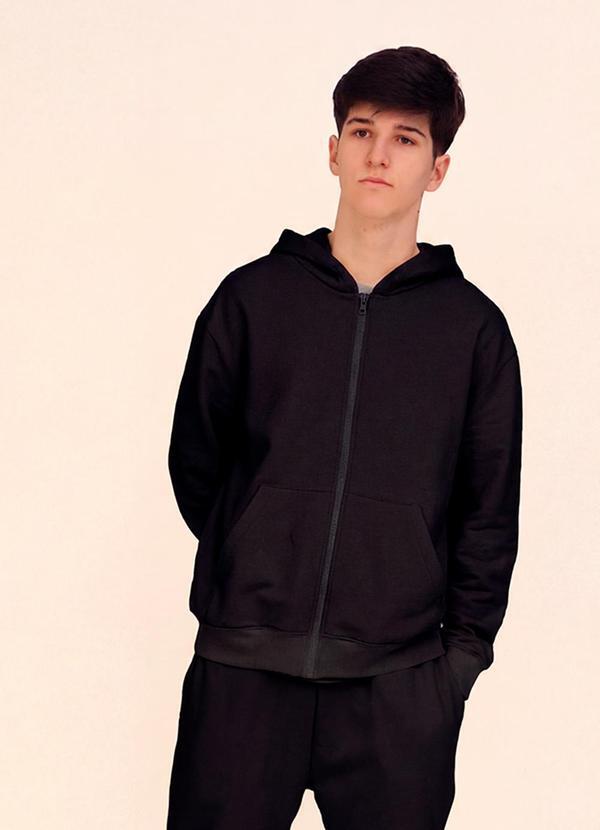 Casaco Masculino de Moletom com Capuz Preto