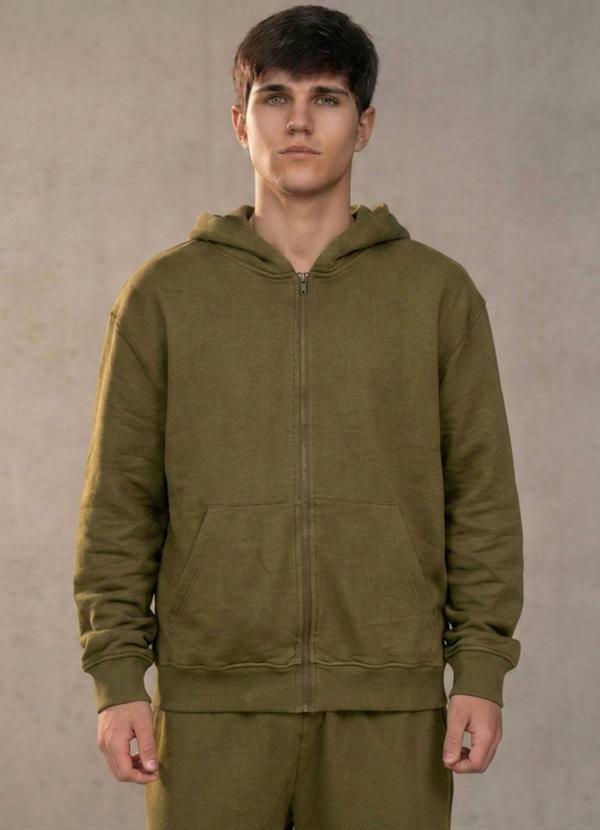 Casaco Masculino de Moletom Peluciado Verde