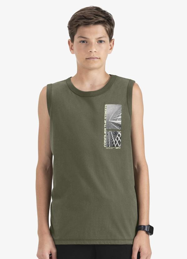 Vista 2 Machão Juvenil Masculino em Meia Malha Verde MINTY MINTY