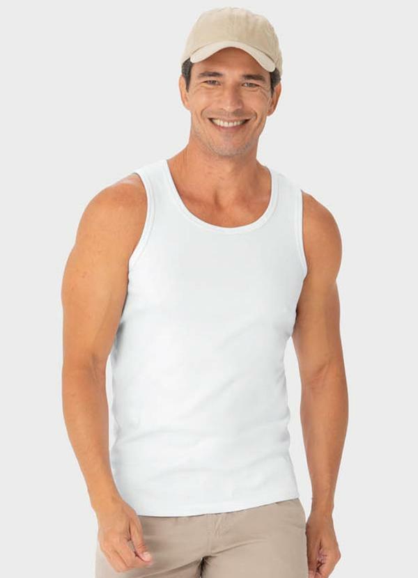 Vista 2 Regata Branca Masculina Slim em Ribana Malwee Malwee