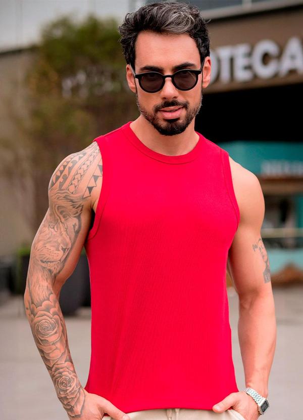 Regata Canelada Basic Masculina Vermelho