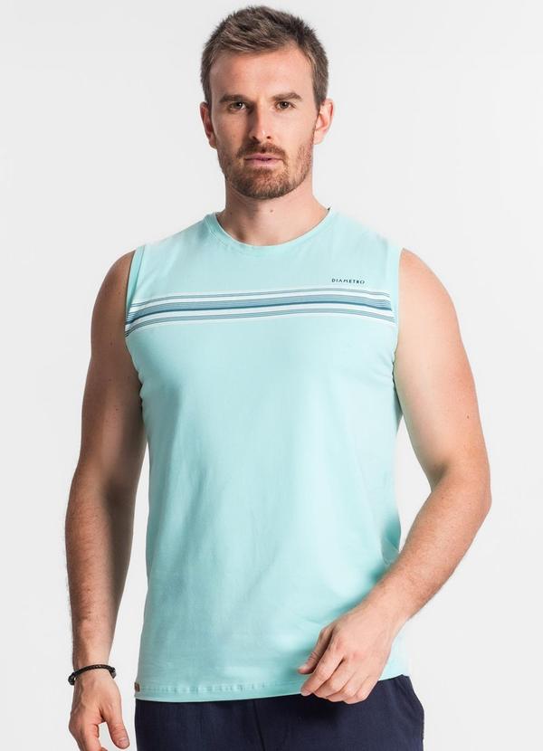 Regata de Cotton Masculina Azul
