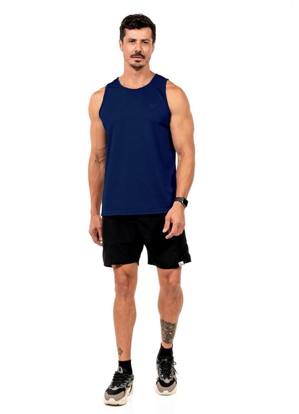 Regata Fitness com Estampa Masculina Azul