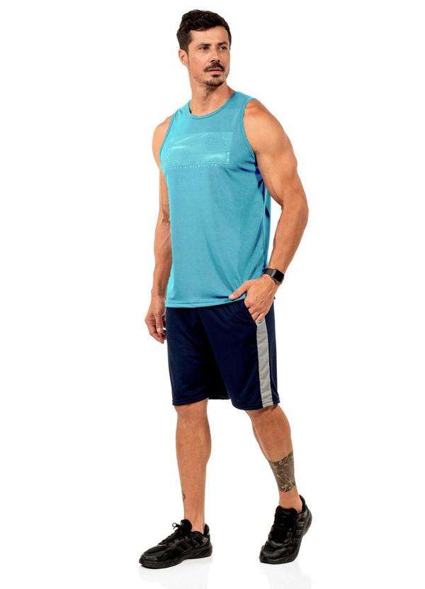 Regata Fitness com Estampa Masculina Azul