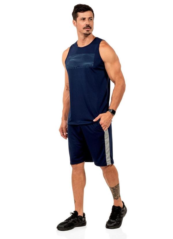 Regata Fitness com Estampa Masculina Azul