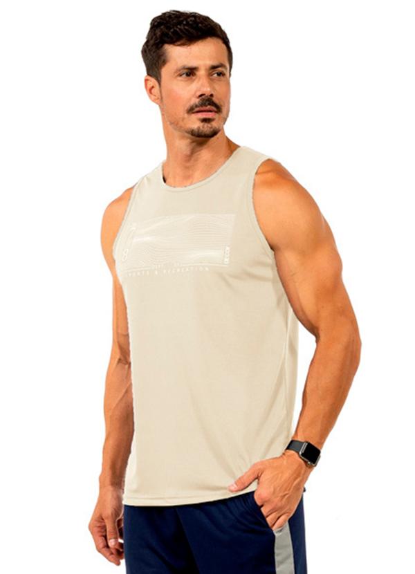 Regata Fitness com Estampa Masculina Bege