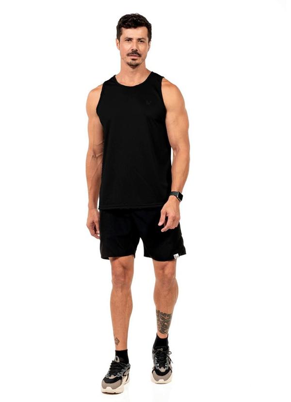 Regata Fitness com Estampa Masculina Preto