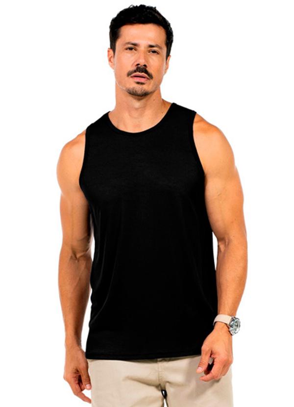Regata Fitness em Ribana Masculina Preto