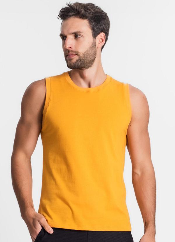 Vista 2 Regata Masculina Básico Meia Malha Amarelo Diametro Diametro