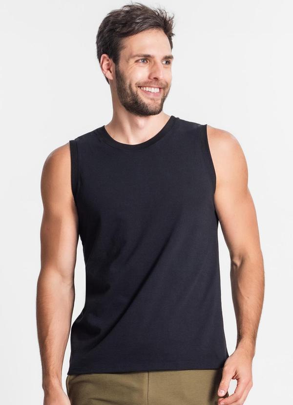 Vista 2 Regata Masculina Básico Meia Malha Preto Diametro Diametro