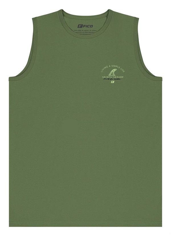 Vista 2 Regata Masculina com Estampa em Meia Malha Verde Fico Fico