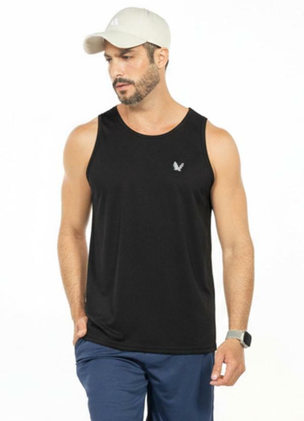 Regata Masculina com Estampa Preto