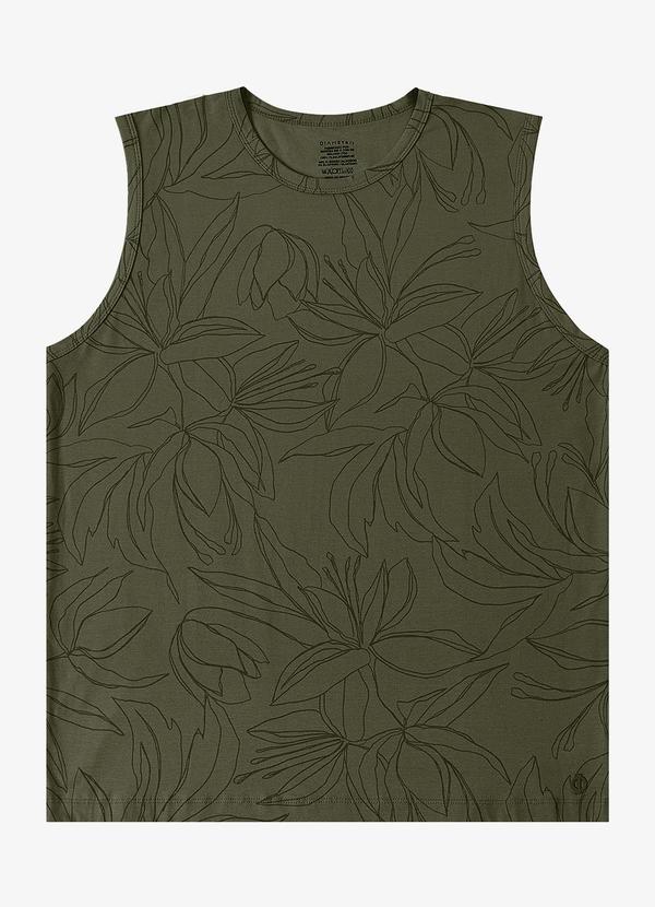 Regata Masculina Cotton Leve Estampada Verde