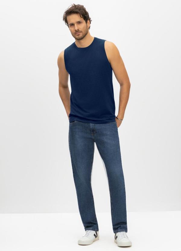 Regata Masculina em Malha Azul