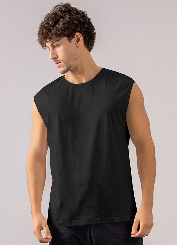 Regata Masculina em Meia Malha Preto