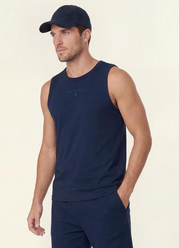 Regata Masculina Meia Malha Azul