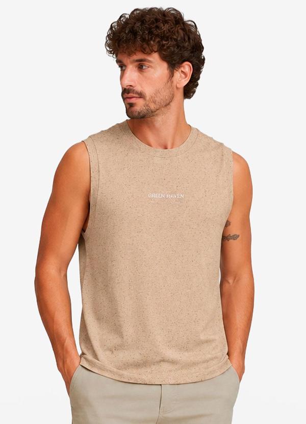 Regata Masculina Meia Malha Linho Marrom