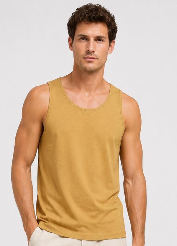 Regata Meia Malha Básica Masculina Marrom