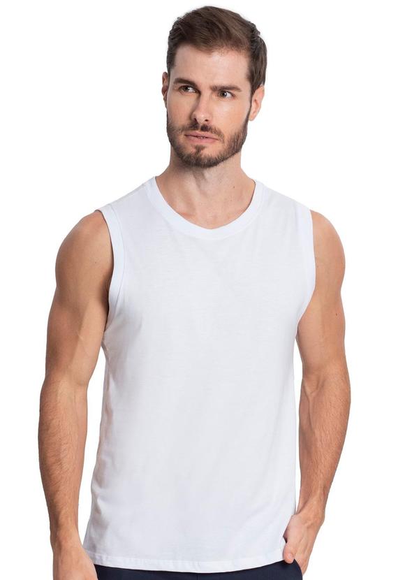 Regata Meia Malha Masculina Branco