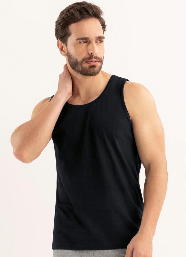 Vista 2 Regata Básica Masculina Preta Moda Pop Moda Pop