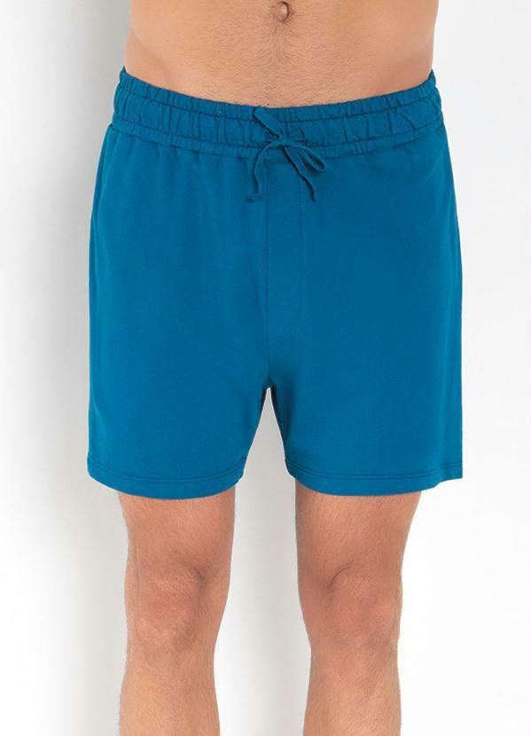 Short Azul com Cós Ajustável e Bolsos