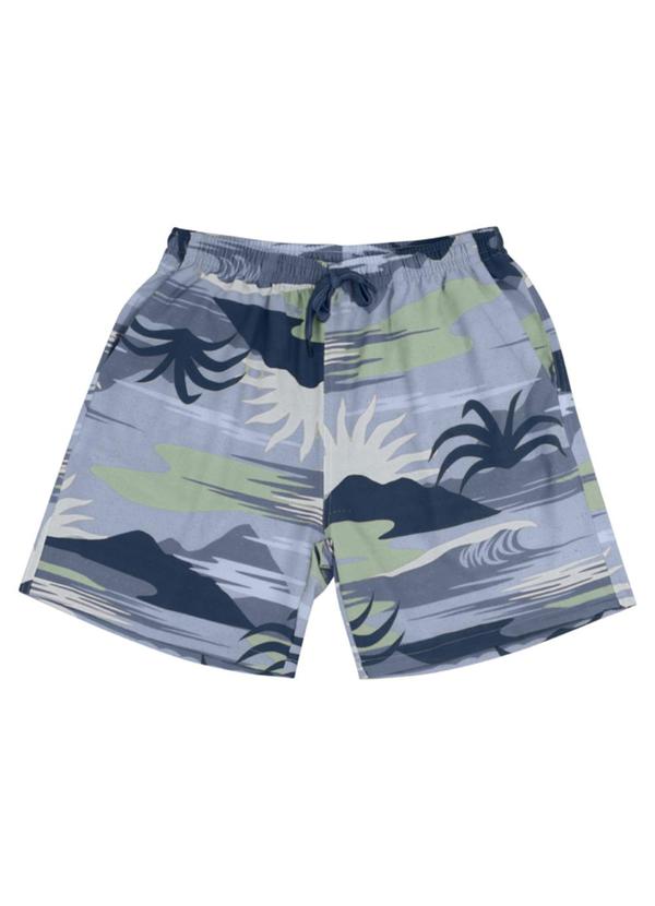 Short Microfibra com Elastano Azul