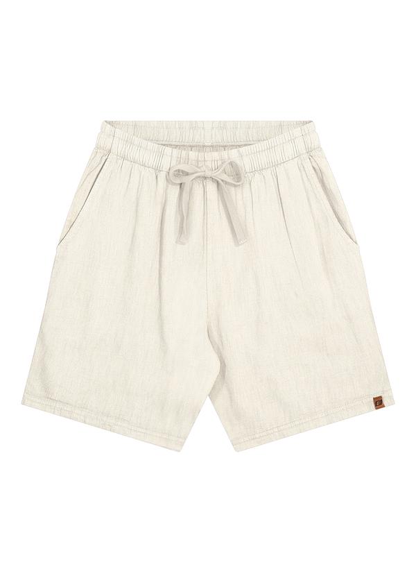 Shorts com Bolsos em Tecido com Linho Branco