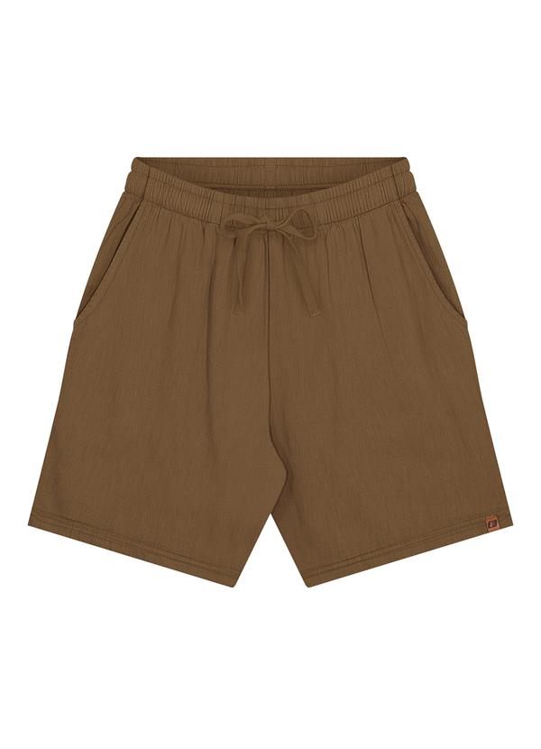 Shorts com Bolsos em Tecido com Linho Marrom