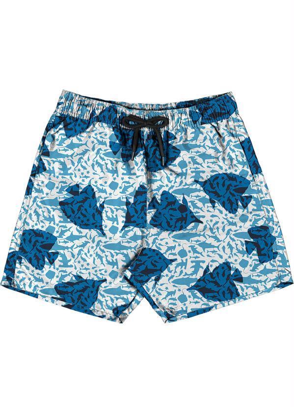 Shorts Masculino Estampado Microfibra Azul