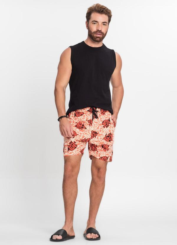 Shorts Masculino Estampado Microfibra Laranja