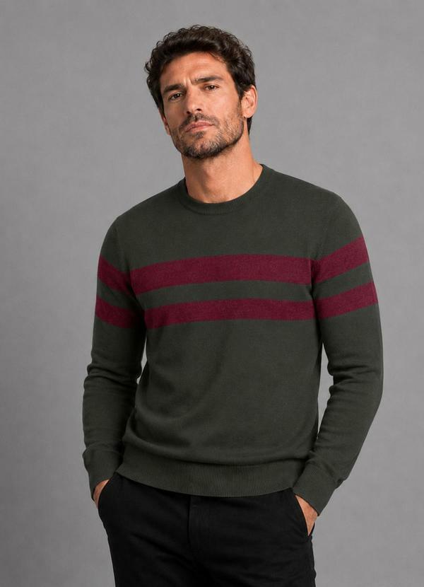 Suéter Masculino Listrado Tricot Verde