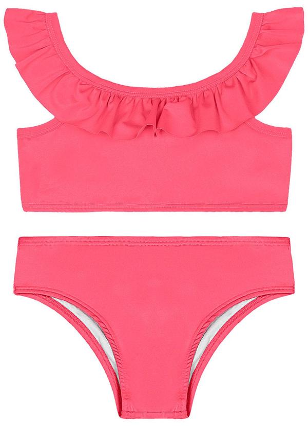 Biquíni Infantil em Malha Lisa Uv Dry Rosa