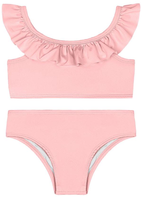 Biquíni Infantil em Malha Lisa Uv Dry Quimby Rosa