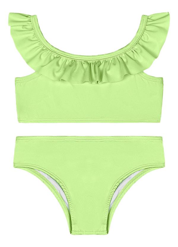 Biquíni Infantil em Malha Lisa Uv Dry Verde Limão